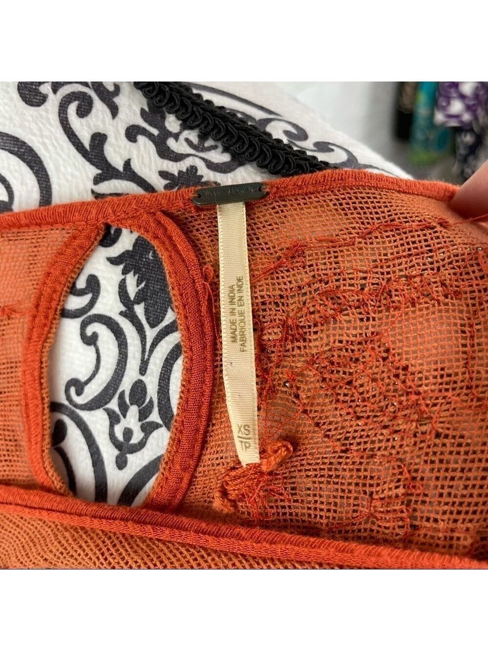 Free People Blue Sky Embellished Keyhole Top‎ - Picture 8 of 9